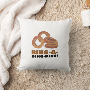 Ring-A-Ding-Ding Onion Ring Rings Junk Food Foodie Throw Pillow