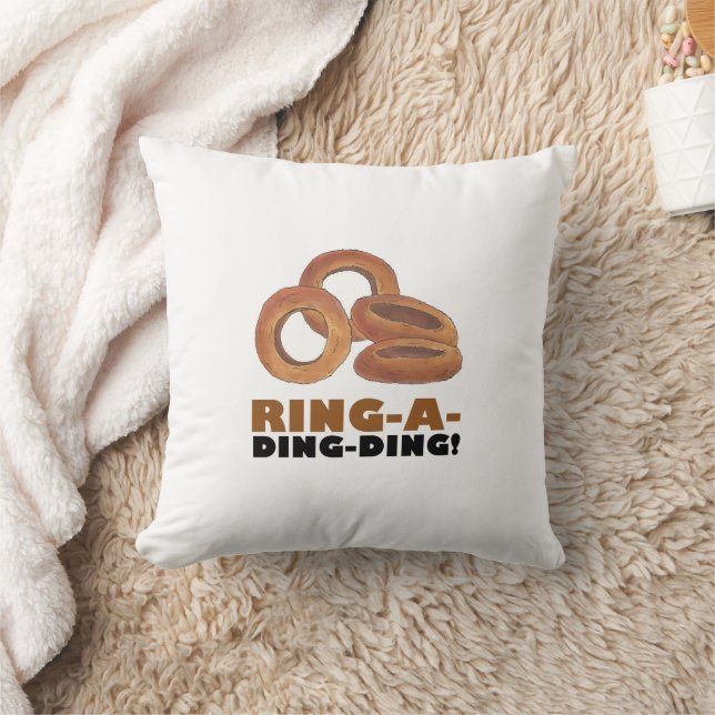 Ring-A-Ding-Ding Onion Ring Rings Junk Food Foodie Throw Pillow (Blanket)