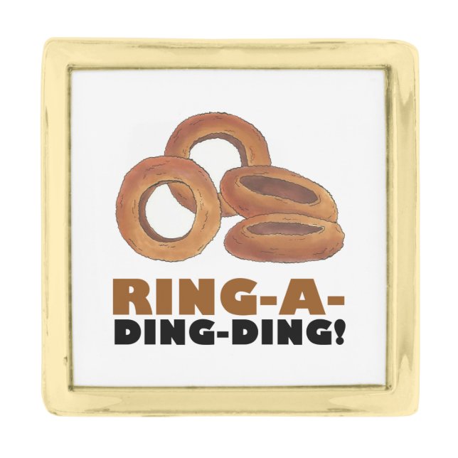 Ring-a-Ding-Ding Onion Rings Groom Wedding Gift Gold Finish Lapel Pin (Front)