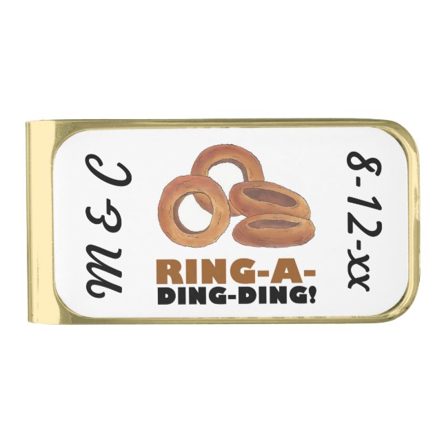 Ring-a-Ding-Ding Onion Rings Groom Wedding Gift Gold Finish Money Clip (Front)