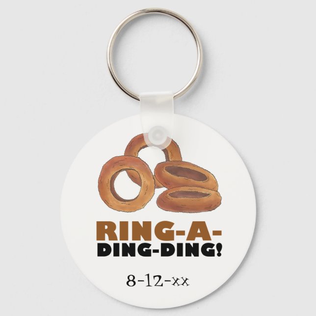 Ring-a-Ding-Ding Wedding Engagement Date Favor Keychain (Front)