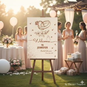 Ring and Floral Bridal Shower Welcome Sign