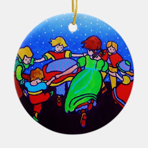 Ring Around the Rosie two Ceramic Ornament