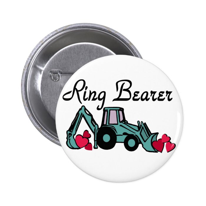 Ring Bearer Backhoe Pinback Buttons