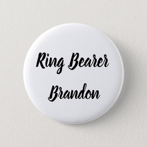 Ring Bearer Black Custom Name Gifts Wedding  Button