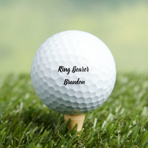 Ring Bearer Black Custom Name Gifts Wedding  Golf Balls