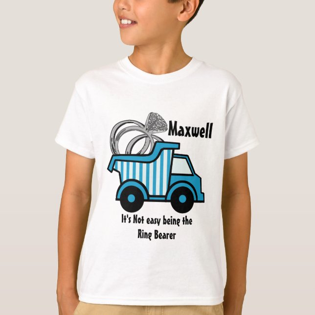 Ring Bearer Blue Dump Truck T-Shirt (Front)