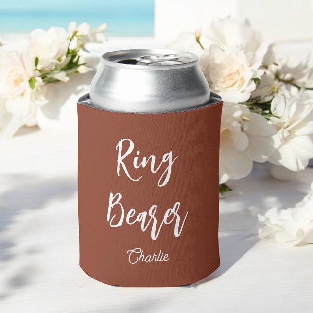 Ring Bearer Brown Wedding Can Cooler (Creator Uploaded)