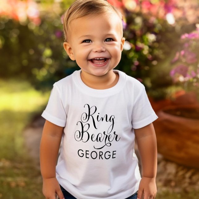 Ring Bearer Calligraphy Wedding Name Toddler T-shirt (Creator Uploaded)