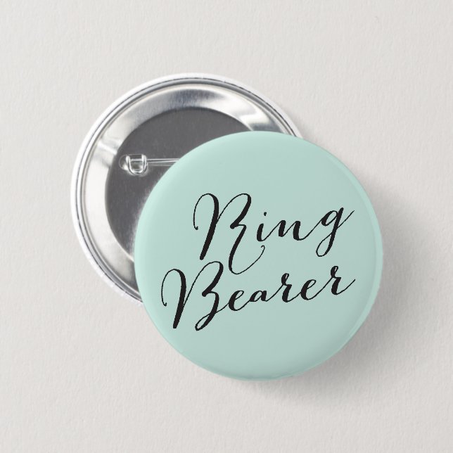 Ring Bearer Classic Script Wedding Bridal Party Button (Front & Back)