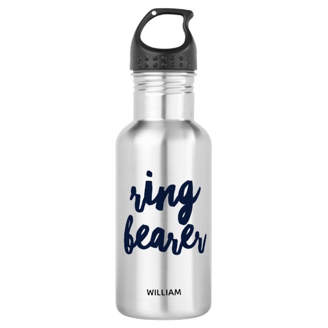 Ring Bearer Custom Name Stainless Steel Water Bottle (Front)