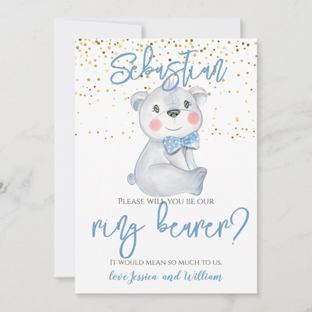 Ring Bearer Cute Bear Page Boy Proposal Invitation (Front)