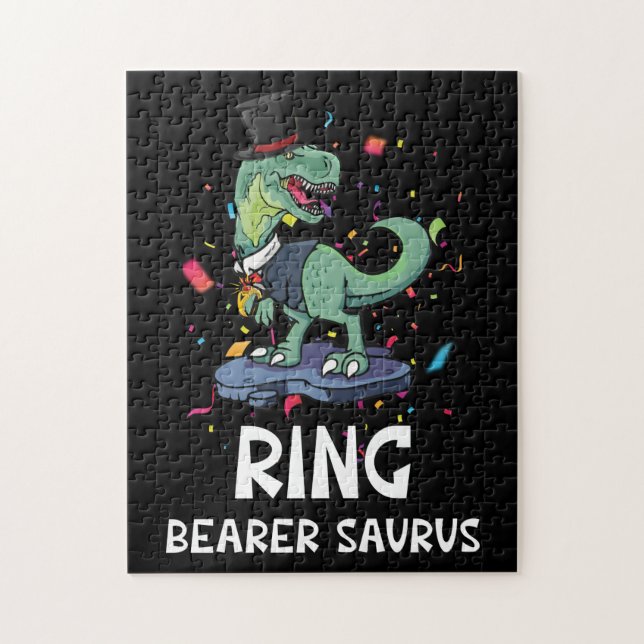 Ring Bearer Dinosaur Rex Wedding Party Jigsaw Puzzle (Vertical)