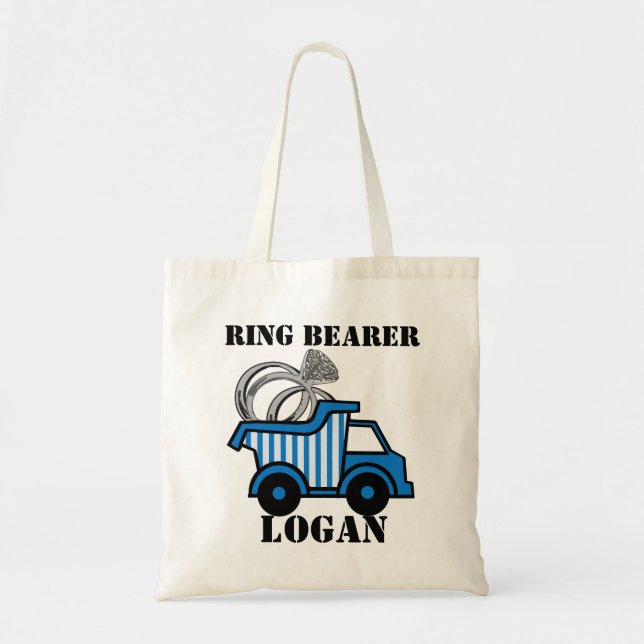 Ring Bearer Dump Truck Blue Tote Bag (Front)