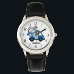 Ring Bearer Dump Truck Watch<br><div class="desc">The Perfect ring bearer gift. Blue dump truck ring bearer watch makes the perfect wedding thank you gift for a special little ring bearer.  Personalize with a name to make it extra special.</div>