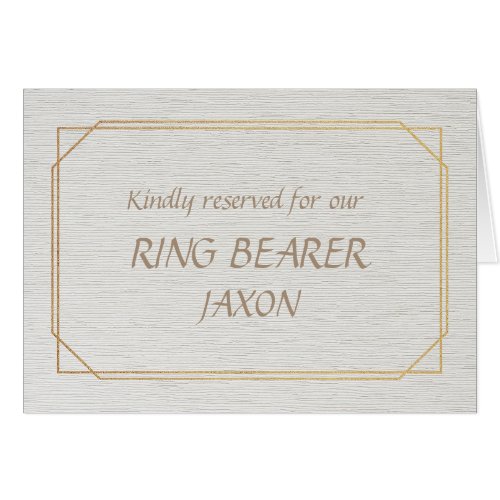 RING BEARER Gold and White Place Name Card