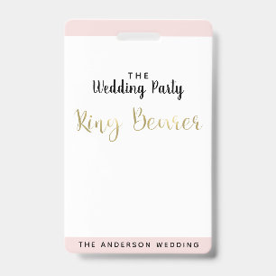 Ring Bearer Gold Wedding Party VIP Pass Badge