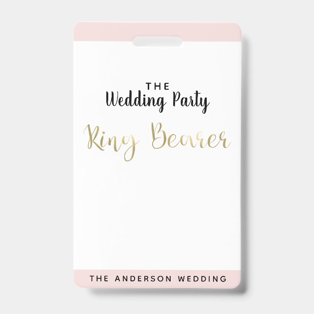 Ring Bearer Gold Wedding Party VIP Pass Badge (Front)