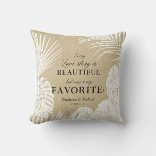 Ring Bearer Modern Simple Kraft Tropical Leaf Art Throw Pillow