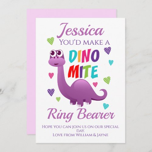 Ring Bearer Page Girl Proposal Dinosaur Card