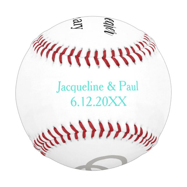 Ring Bearer Personalized Name Turquoise Baseball (Back)