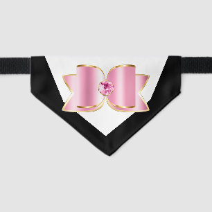 Ring bearer pet tuxedo bow tie black pink gold pet bandana collar
