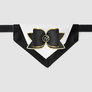 Ring bearer pet wedding tuxedo bow tie black white pet bandana collar