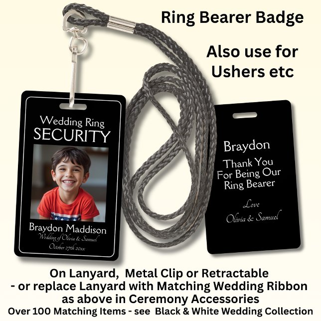 Ring Bearer Photo SECURITY Badge Black White (Creator Uploaded)