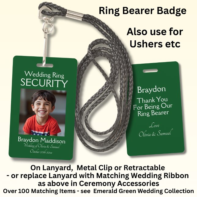 Ring Bearer Photo SECURITY Badge Emerald Green (Creator Uploaded)