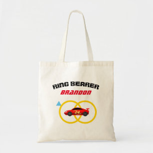 Ring bearer race car wedding tote bag for boy