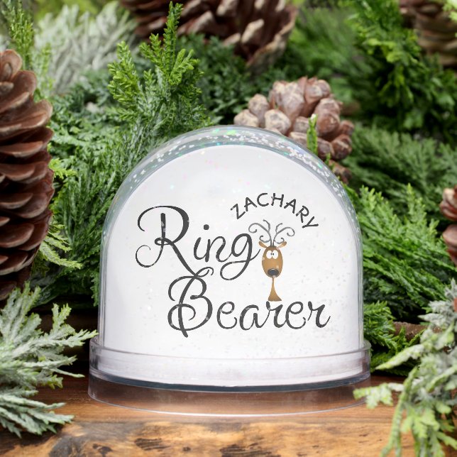 Ring Bearer Reindeer Christmas Snow Globe (Winter)