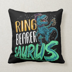 Ring Bearer Saurus T-Rex Dinosaur Wedding Party Throw Pillow
