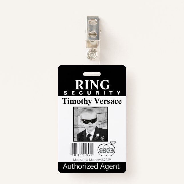 Ring Bearer Security Badge (Front with Clip)