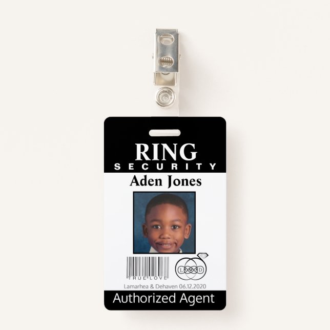 Ring Bearer Security Badge (Front with Clip)
