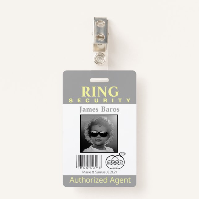 Ring Bearer Security Badge (Front with Clip)