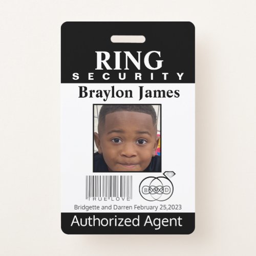 Ring Bearer Security Badge