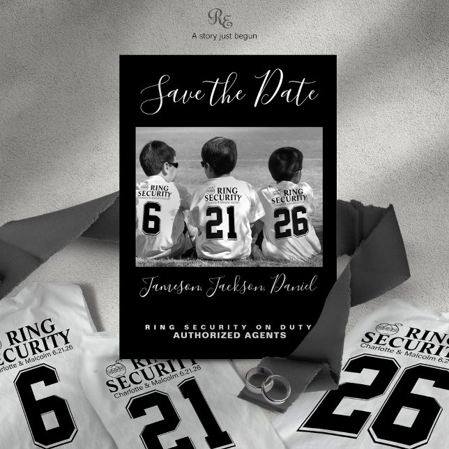 Ring Bearer Security T Shirt (Matching Save the Date card sold separately, shown for display with Ring Security logo Tees.)