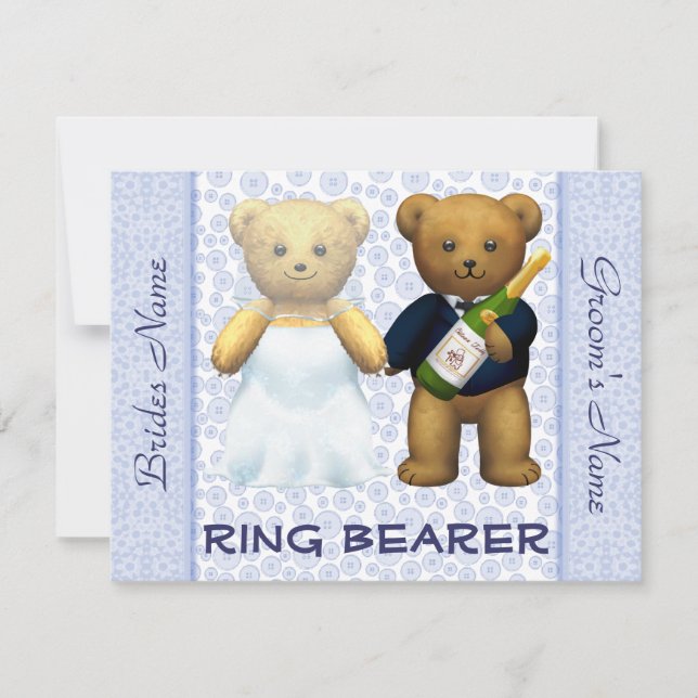 Ring Bearer - Teddy Bears Blue Wedding Invite (Front)