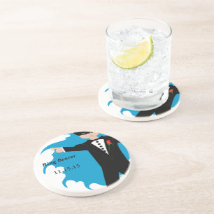 Ring Bearer Tuxedo Damask Edge Coasters