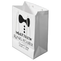 Ring Bearer Wedding Gift Bag with Black Tie