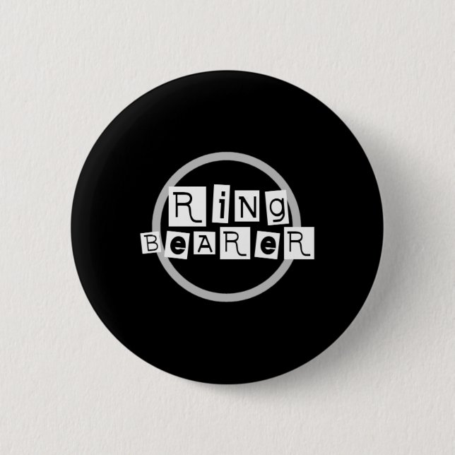 Ring Bearer White on Black Button (Front)
