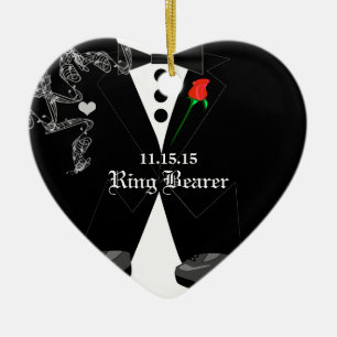 Ring Bearer with Black Tuxedo Wedding Favor Ceramic Ornament