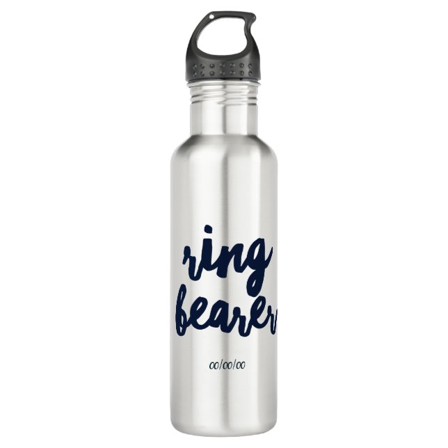 Ring Bearer with Custom Date Stainless Steel Water Bottle (Front)