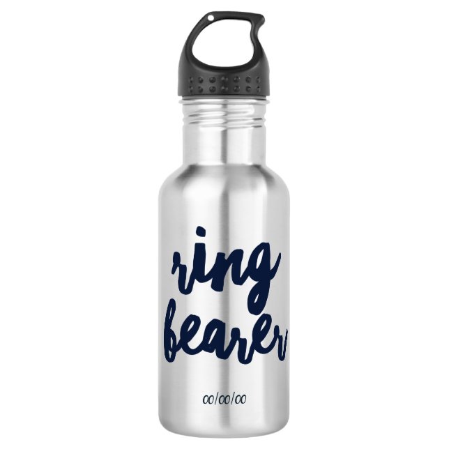 Ring Bearer with Custom Date Stainless Steel Water Bottle (Front)