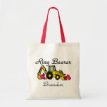 Ring Bearer Yellow Backhoe Tote Bag<br><div class="desc">Here's a Backhoe full of love for your ring bearer.  Make him feel special with a gift little boys would love.</div>