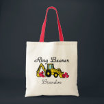 Ring Bearer Yellow Backhoe Tote Bag<br><div class="desc">Here's a Backhoe full of love for your ring bearer.  Make him feel special with a gift little boys would love.</div>
