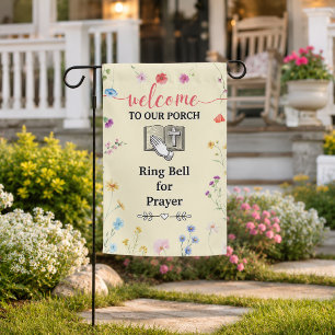 Ring Bell For Prayer Floral Spring Garden Flag
