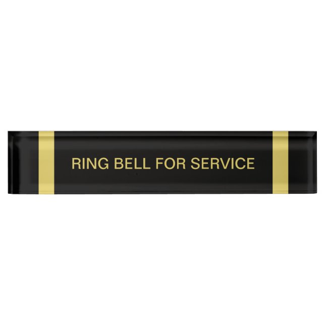 Ring Bell for Service Desk Name Plate Black Gold (Front)