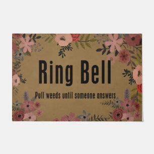 Ring Bell Pull Weeds Until Someone Answer Flower Doormat