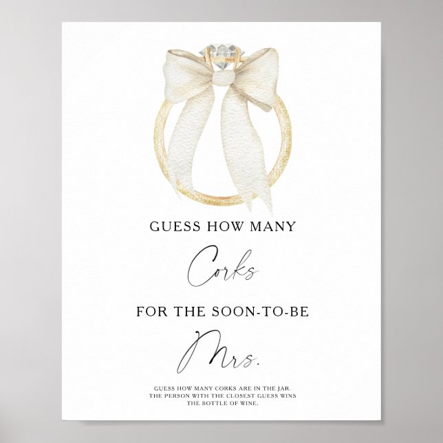 Ring & Bow Bridal shower How Many Corks  Poster (Front)